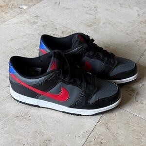 Nike Dunk Lows - Black and Gray with Red and Blue Accents 6.5Y